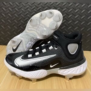 Nike Alpha Huarache Elite 4 Mid Black White Baseball Cleats DJ6520-011 Mens Sz 9